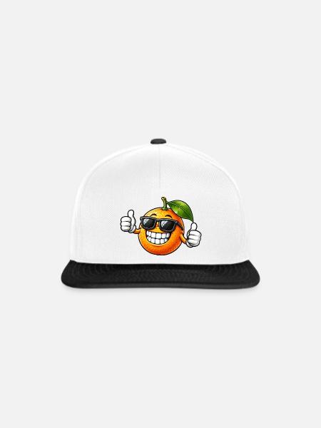 Coole Apfelsine mit Sonnenbrille Lächeln - Snapback Cap - Weiß/Schwarz