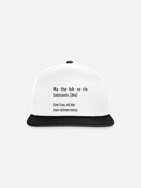 Mathelehrerin Substantiv Definition Mathe Geschenk - Snapback Cap - Weiß/Schwarz