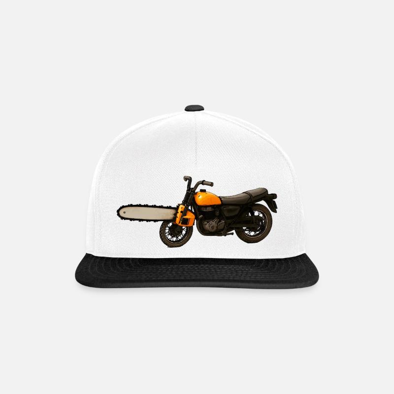 Motorcycle with chainsaw - Snapback Cap - white/black