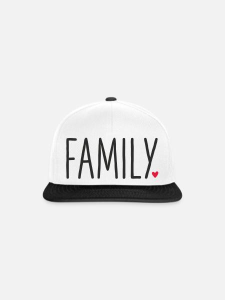 Family mit Herz - Snapback Cap - Weiß/Schwarz
