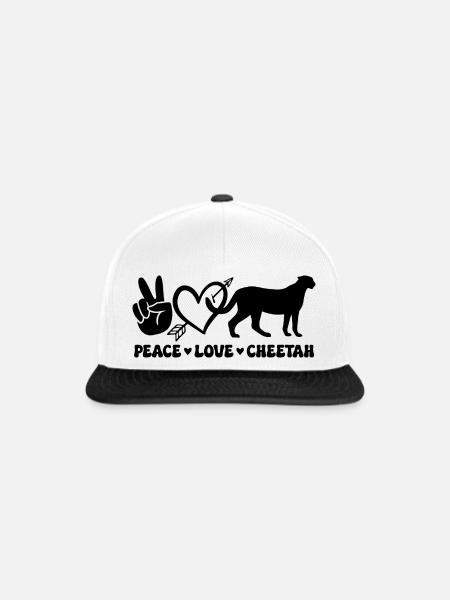 Peace Love Cheetah - Snapback Cap - Weiß/Schwarz