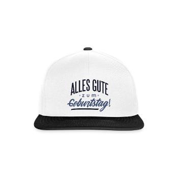 Geburtstagswünsche Glückwünsche Happy Birthday - Snapback Cap - Weiß/Schwarz - Vorne