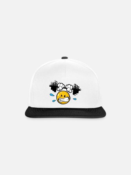 Smiley Weightlifting - Snapback Cap - Weiß/Schwarz
