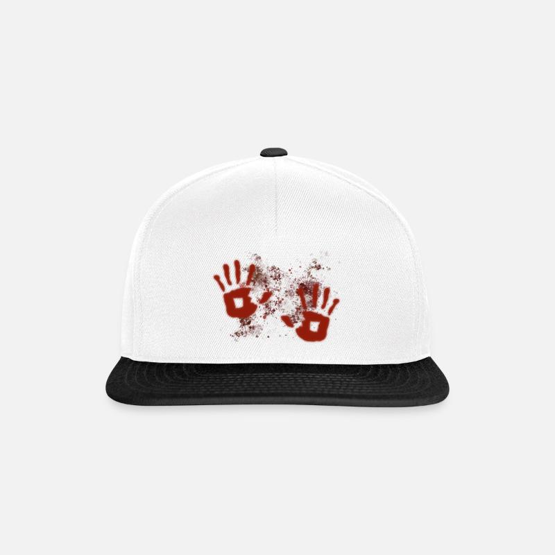 Blutige Handabdrücke - Snapback Cap - Weiß/Schwarz