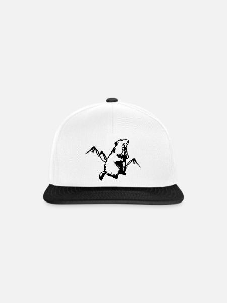 Murmeltier mit Bergen - Snapback Cap - Weiß/Schwarz