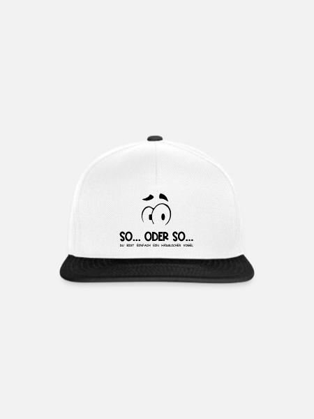 So...Oder So: Hässlicher Vogel - Schwarz - Snapback Cap - Weiß/Schwarz