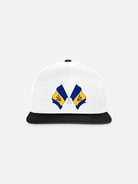 Zwei Flaggen Barbados - Snapback Cap - Weiß/Schwarz
