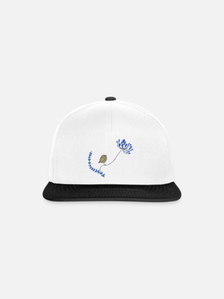 Vogel mit Blume - Snapback Cap - Weiß/Schwarz