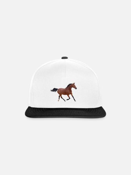 Pferd - Snapback Cap - Weiß/Schwarz