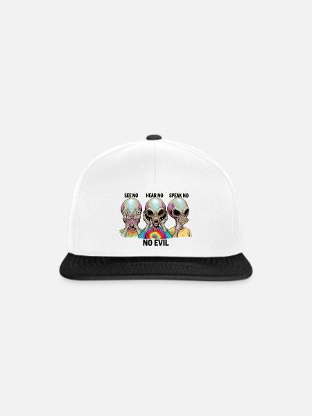 See no evil aliens - Snapback Cap - Weiß/Schwarz