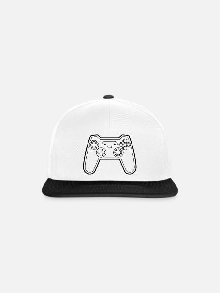 Spiel Controller Line Art - Snapback Cap - Weiß/Schwarz