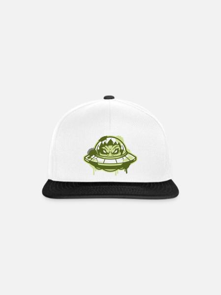 Alien Ufo Graffiti Logo - Snapback Cap - Weiß/Schwarz