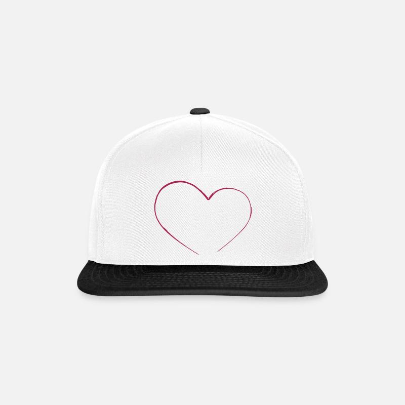 herz - Snapback Cap - Weiß/Schwarz