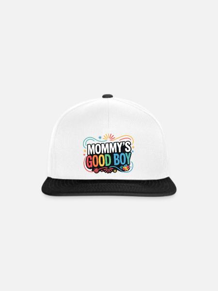 Mommy's Good Boy - Muttersöhnchen Retro Spruch - Snapback Cap - Weiß/Schwarz