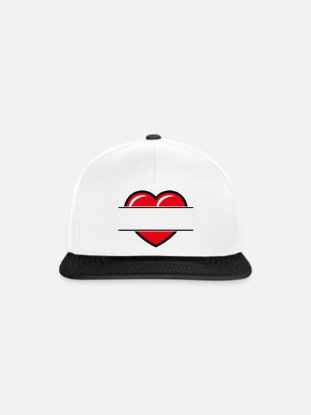Herz / Herzchen (Text Ergänzen / Geschenk / Liebe) - Snapback Cap - Weiß/Schwarz