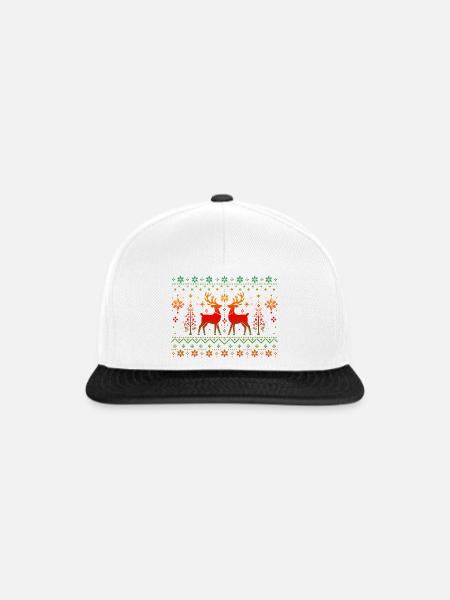 Hirsche im weihnachtlichen Muster - Snapback Cap - Weiß/Schwarz