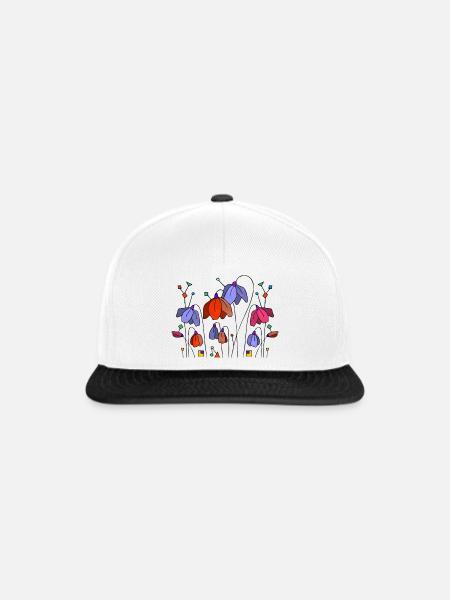 Blumen - Snapback Cap - Weiß/Schwarz