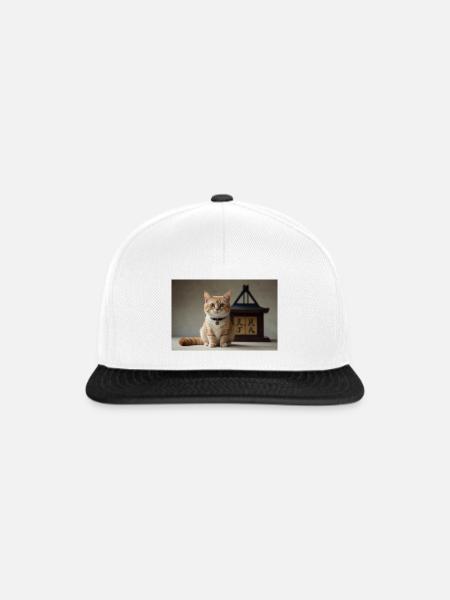 Japan Katze süß tierliebe orange cat - Snapback Cap - Weiß/Schwarz