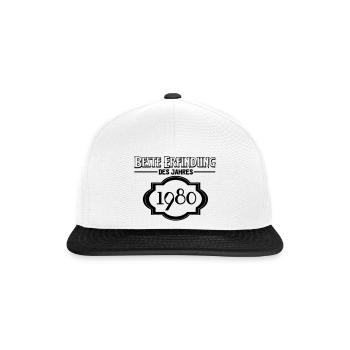 Beste Erfindung des Jahres 1980 Geschenk - Snapback Cap - Weiß/Schwarz - Vorne