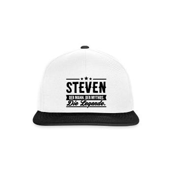 Man Myth Legend Steven - Snapback Cap - white/black - Front