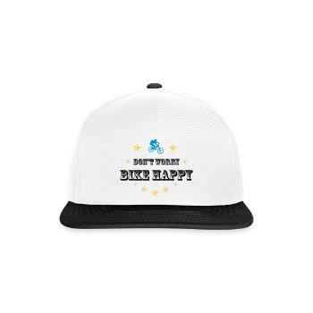 Don't worry bike happy - Snapback Cap - Weiß/Schwarz - Vorne