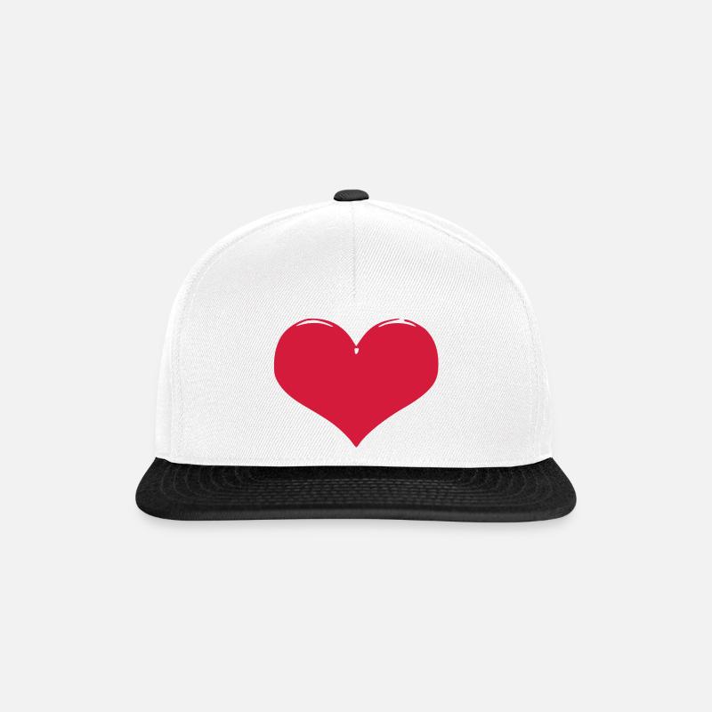Herz rot - Snapback Cap - Weiß/Schwarz