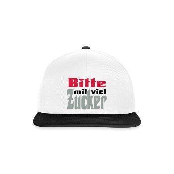 Bitte viel Zucker - Snapback Cap - Weiß/Schwarz - Vorne