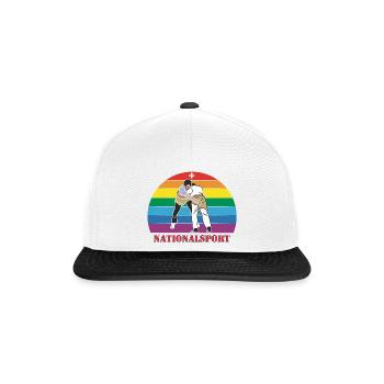 Schweizer Schwinger Schwingen im Vintage  Design - Snapback Cap - Weiß/Schwarz - Vorne