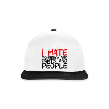 Je déteste les matins et les pantalons et les gens 3 - Casquette snapback - blanc/noir - Devant