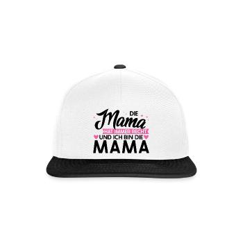 Mutter Familie Mütter Geschenk - Snapback Cap - Weiß/Schwarz - Vorne