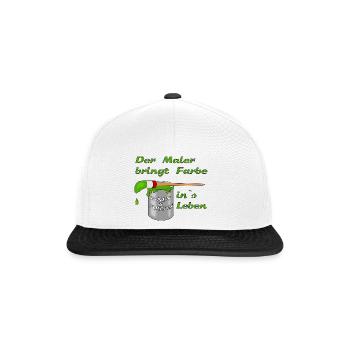 Maler Farbtopf mit Pinsel - Snapback Cap - Weiß/Schwarz - Vorne