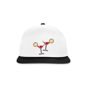 2 Cocktailgläser / Cocktail / Martini + (Rot) - Snapback Cap - Weiß/Schwarz - Vorne