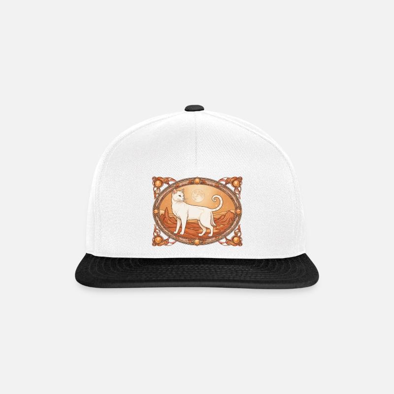 Katze Mars - Snapback Cap - Weiß/Schwarz