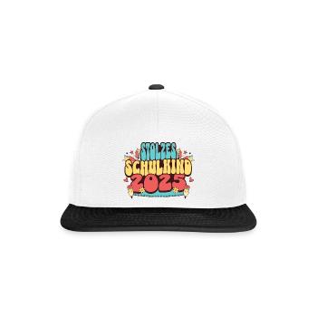 Stolzes Schulkind 2025 - Snapback Cap - Weiß/Schwarz - Vorne