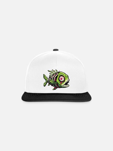 Zombie-Fisch-Graffiti - Snapback Cap - Weiß/Schwarz