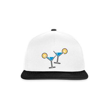 2 Cocktailgläser / Cocktail / Martini + (Hellblau) - Snapback Cap - Weiß/Schwarz - Vorne