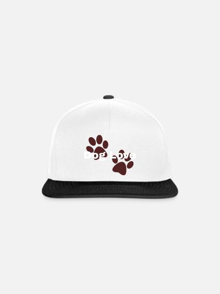 Dog Love – Pfoten Paar - Snapback Cap - Weiß/Schwarz