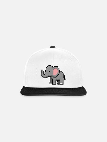 PixelElefant Grau Pinkes Ohr - Snapback Cap - Weiß/Schwarz