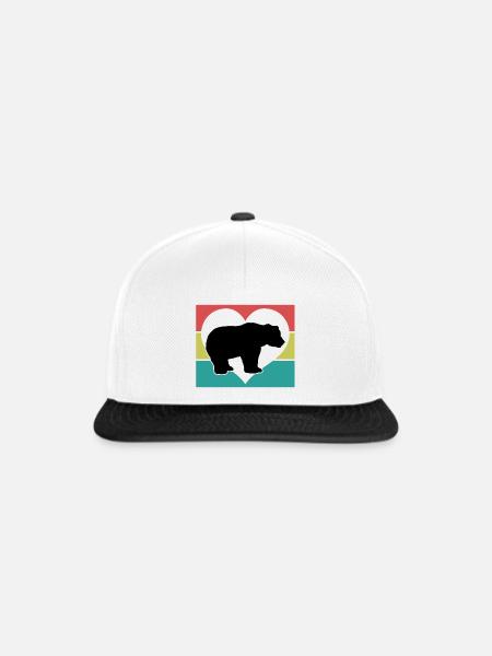 Bär Herz Retro-Style - Snapback Cap - Weiß/Schwarz