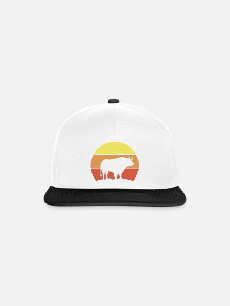 Stier Silhouette Retro - Snapback Cap - Weiß/Schwarz