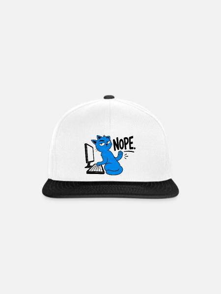 Katzen-Geek-Humor NEIN - Snapback Cap - Weiß/Schwarz