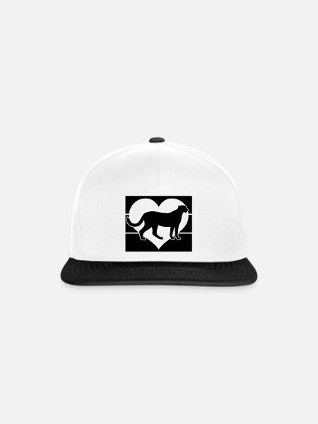 Gepard Herz Silhouette - Snapback Cap - Weiß/Schwarz