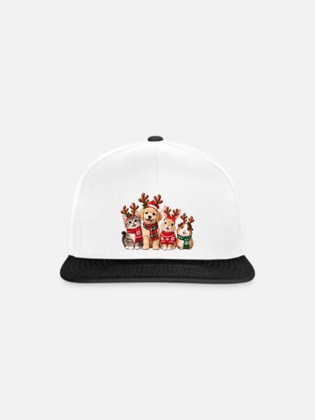 Süße Weihnachtstiere mit Rentiergeweih - Snapback Cap - Weiß/Schwarz