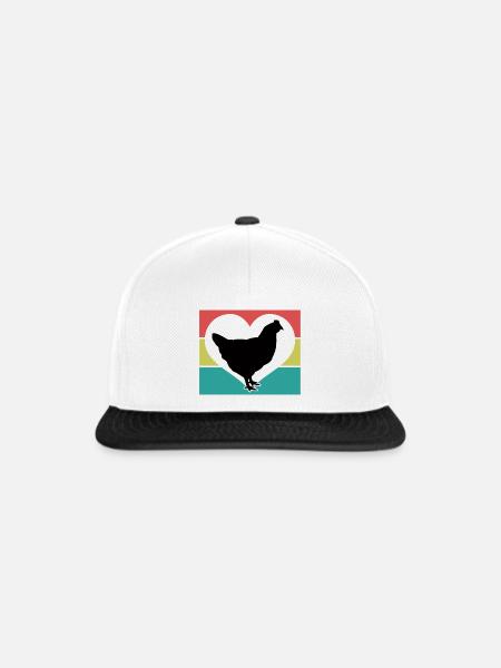 Huhn Herz Silhouette - Snapback Cap - Weiß/Schwarz
