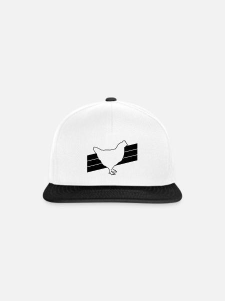 Huhn Silhouette Grafik - Snapback Cap - Weiß/Schwarz