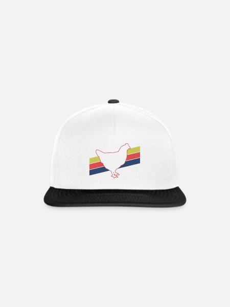 Huhn Silhouette Retro - Snapback Cap - Weiß/Schwarz