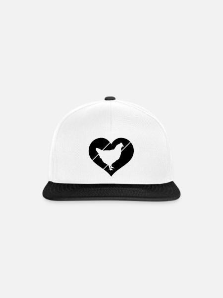Huhn Herz Silhouette - Snapback Cap - Weiß/Schwarz