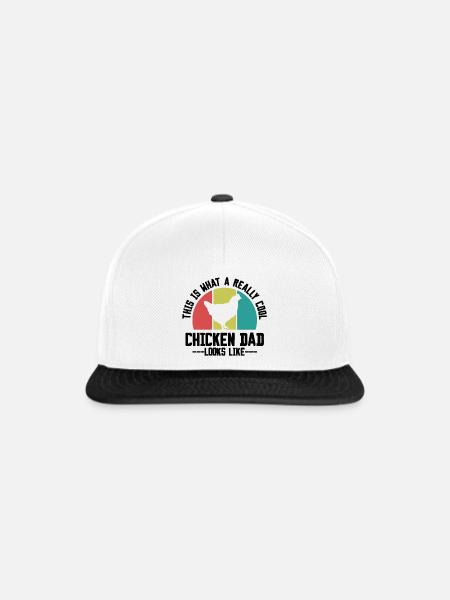 Huhn Papa Spruch Retro - Snapback Cap - Weiß/Schwarz