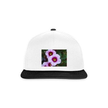 rosa Blume - Snapback Cap - Weiß/Schwarz - Vorne