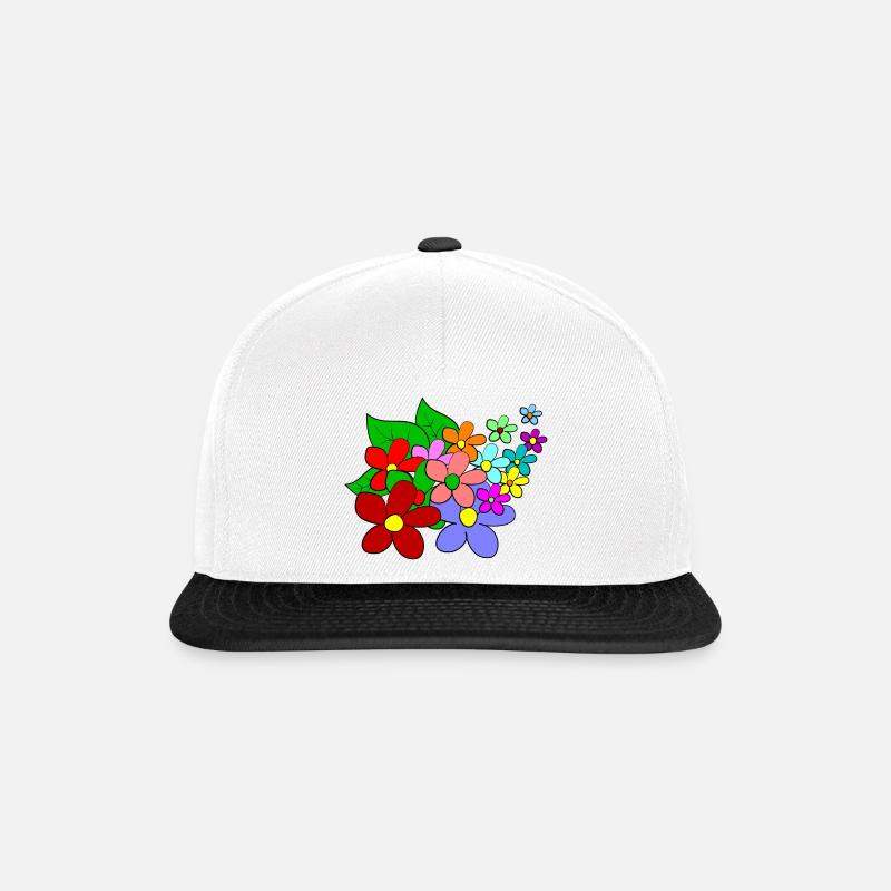 Blumen - Snapback Cap - Weiß/Schwarz